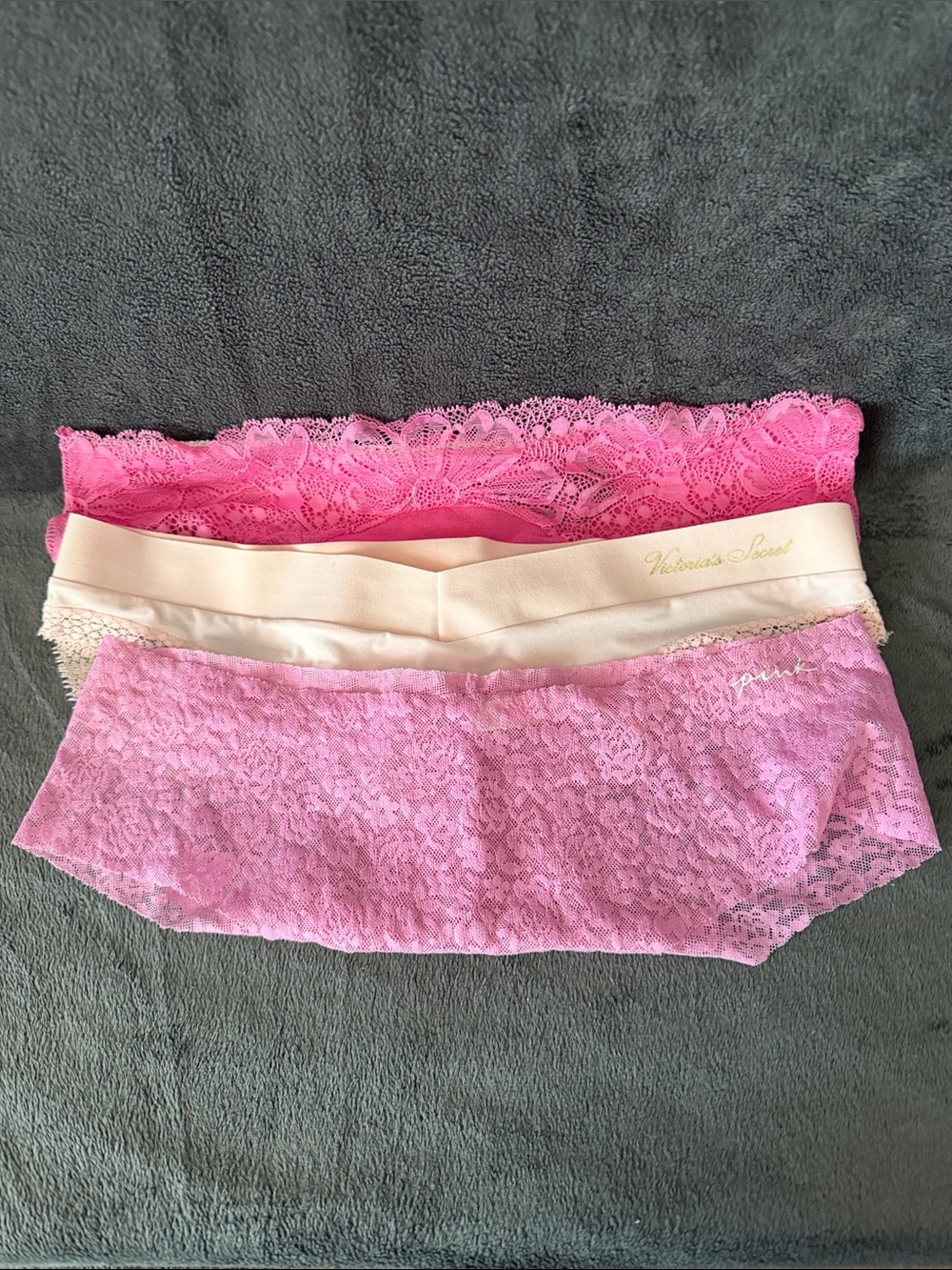 Victoria's Secret Lace Hipster Panty Set - Hot Pink, Light Pink